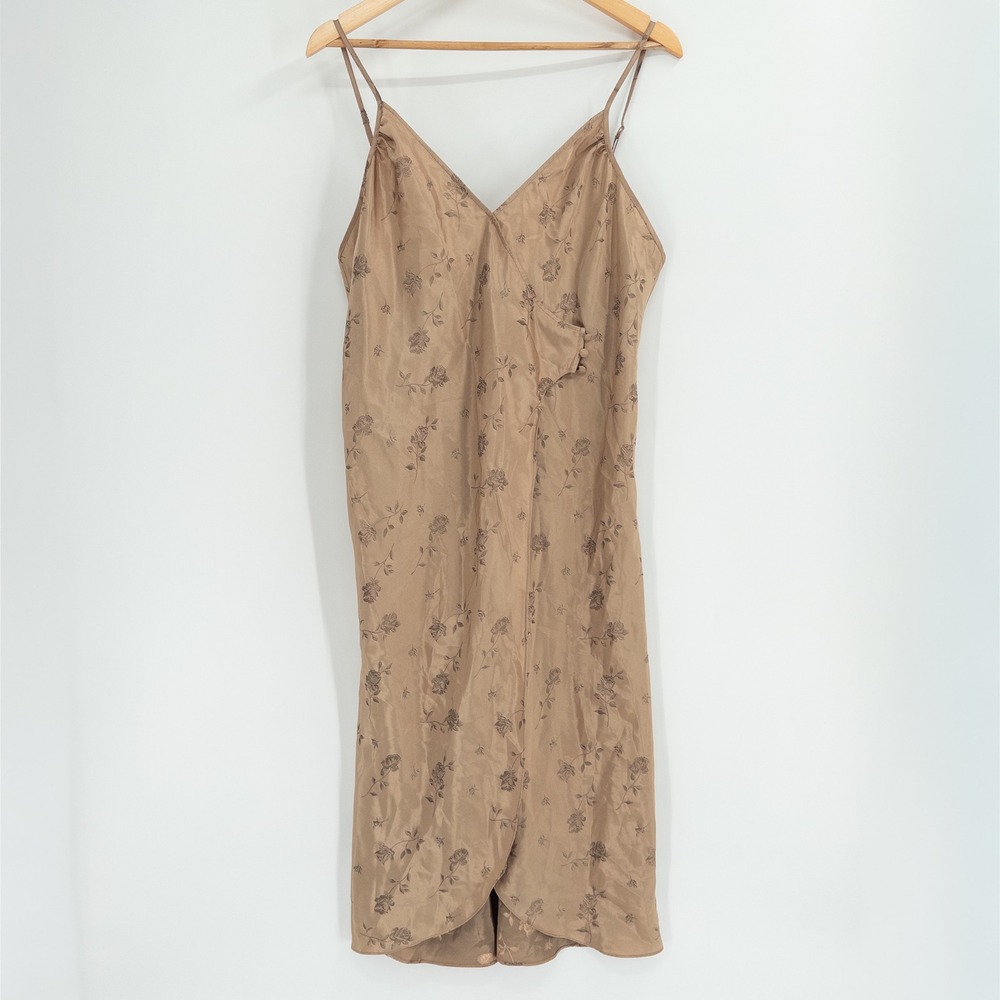Y2K lip Dress Womens L Bronze Floral Fairy Cottage Asian Romantic Dollette Layer
